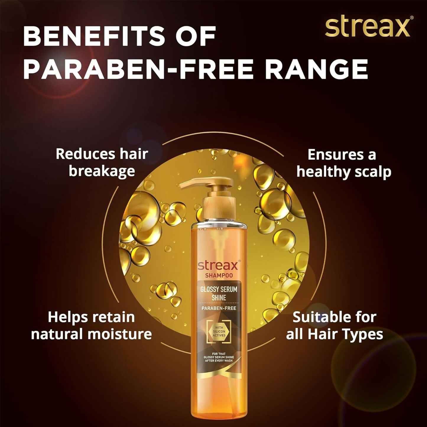 Streax Glossy Serum Shine Shampoo with Silicon Actives For Frizzy and Dry Hair