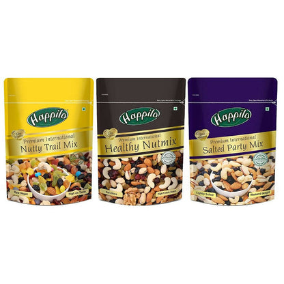 Happilo Premium Nuts & Dry Fruit Combo (Trail Mix, Nut Mix & Party Mix) - BUDNE