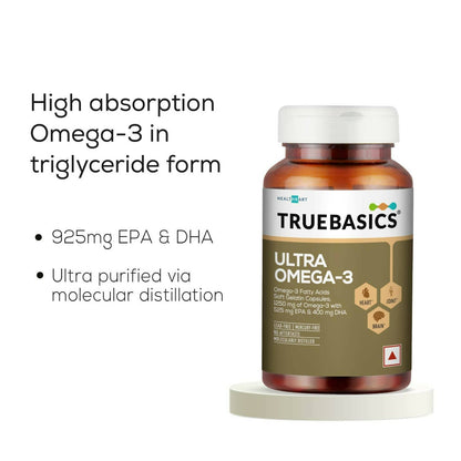 TrueBasics Ultra Omega 3 Fish Oil Capsules for Women & Men