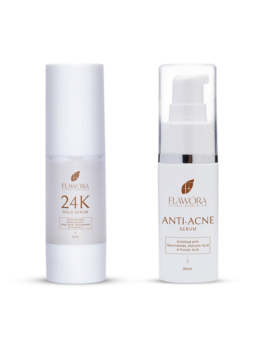 Flawora 24K Gold Face Serum For Brightening, Anti-Aging And Anti Acne Serum To Reduce Blackheads And Open Pores 