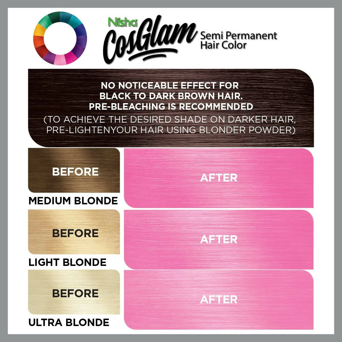 Nisha Cosglam Semi Permanent Hair Color 11 Soft Pink
