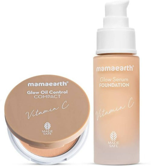 Mamaearth Glow Serum Foundation + Glow Oil Control Compact Combo - Ivory Glow - 40ML