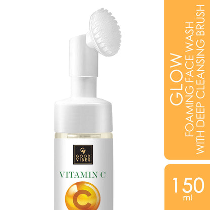 Good Vibes Vitamin C Glow Foaming Face Wash With Deep Cleansing Brush