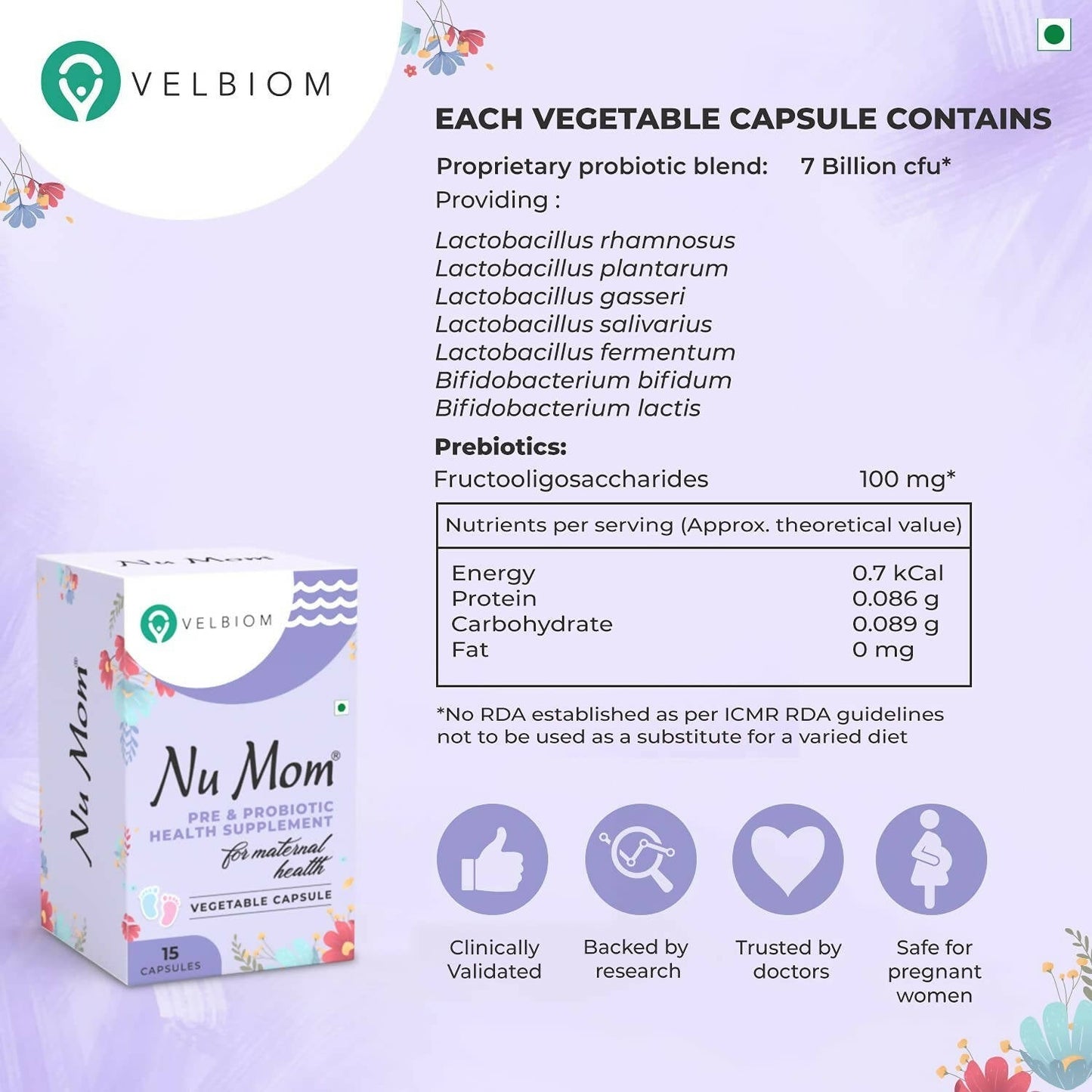 Velbiom Nu Mom Probiotic Health Capsules For Women