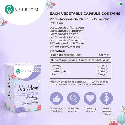 Velbiom Nu Mom Probiotic Health Capsules For Women