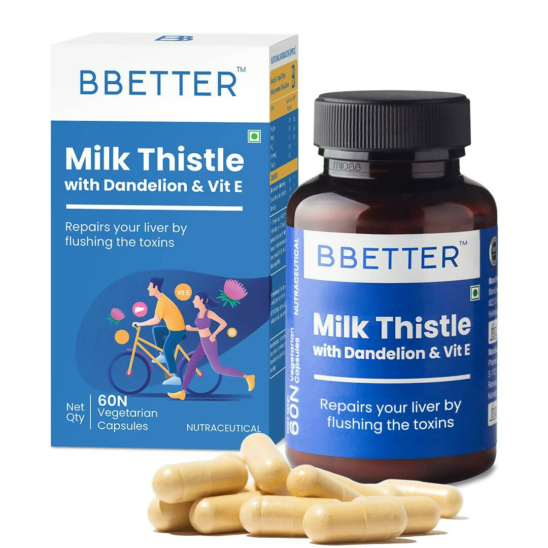 BBETTER Milk Thistle Liver Detox Capsules with Dandelion & Vitamin E