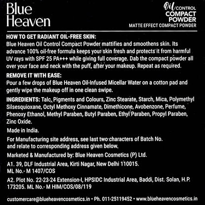 Blue Heaven Oil Control Compact Powder Matte Finish SPF 25 PA+++ Cream