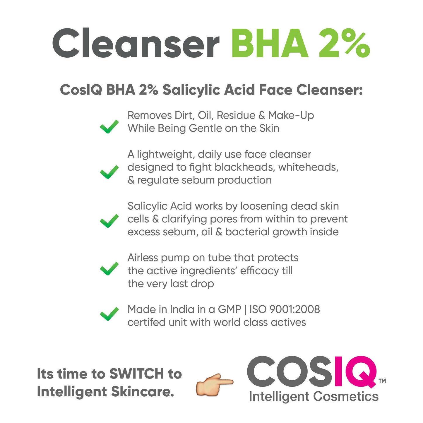 Cos-IQ Salicylic Acid 2% Face Cleanser with BHA