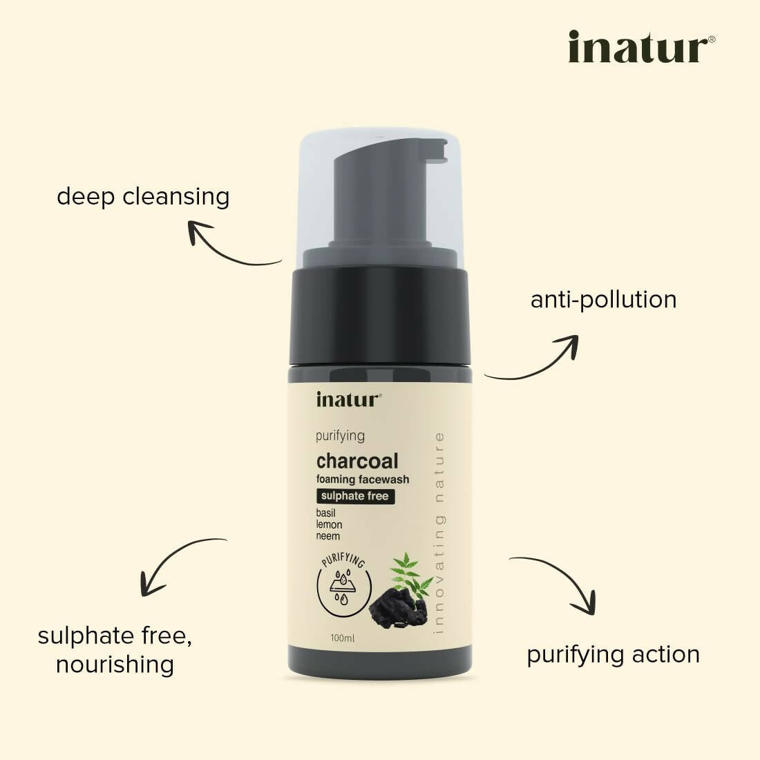 Inatur Charcoal Foaming Face Wash