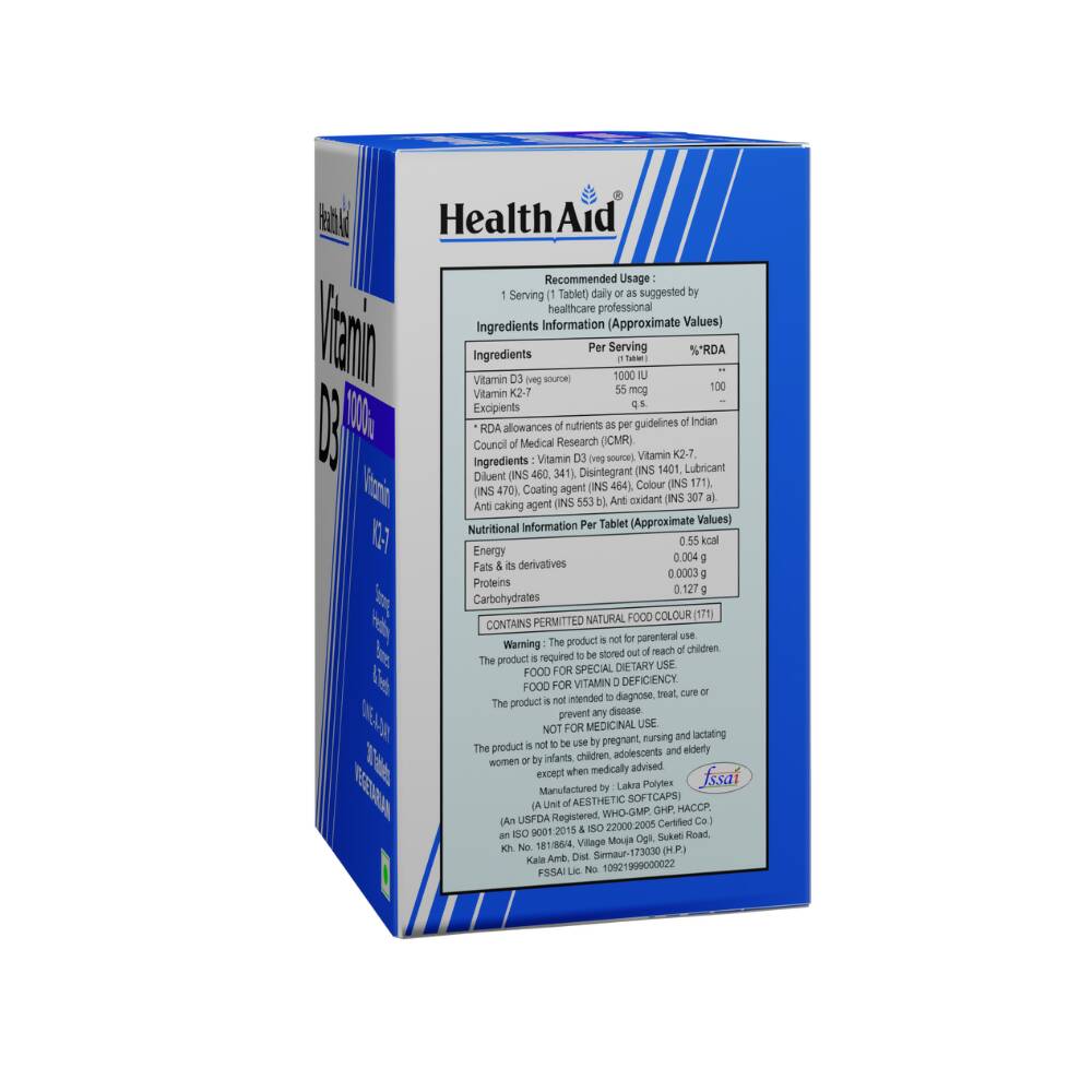 HealthAid Vitamin D3 1000 iu Tablets