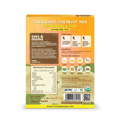 Tots and Moms Organic Moongdal & Rice Instant Mix