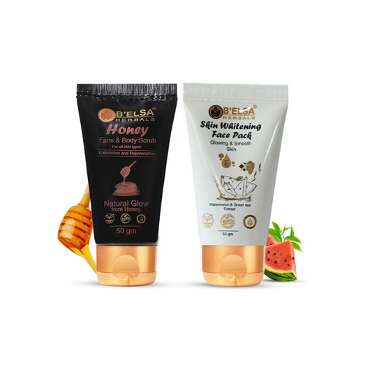 Belsa Herbals Skin Whitening Face and Organic Honey Face & Body Scrub Combo - 100GM
