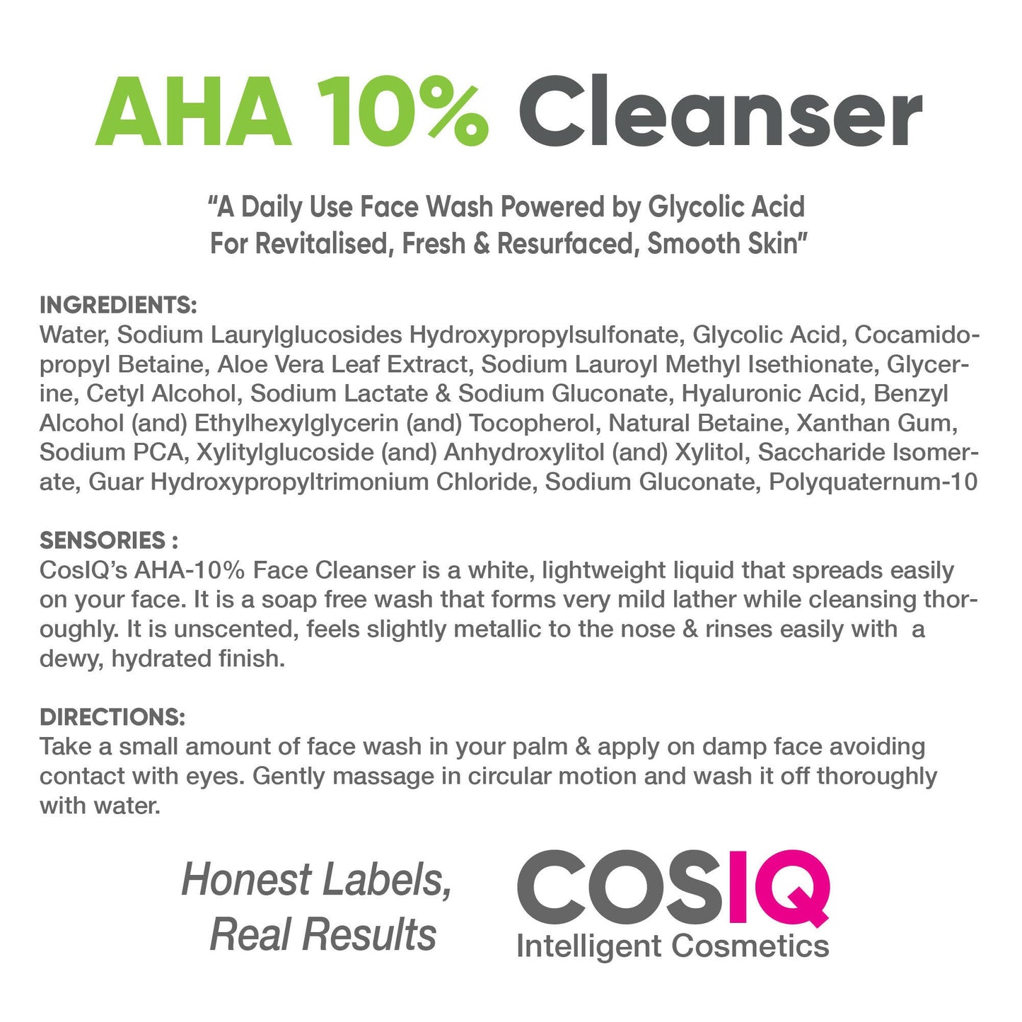 Cos-IQ AHA Glycolic Acid 10% Face Cleanser