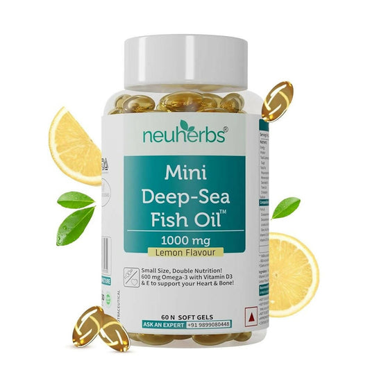 Neuherbs Mini Deep Sea Omega 3 Fish Oil 1000 mg Soft Gels - Lemon Flavor - BUDEN