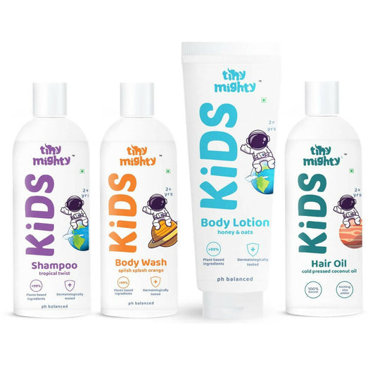 Tiny Mighty Plant Based And Natural Kids Shampoo, Body Lotion, Body Wash & Hair Oil Combo -  USA, Australia, Canada 