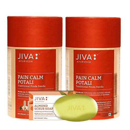 Jiva Ayurveda Pain Calm Potali with Almond Soap Free Combo -  usa australia canada 