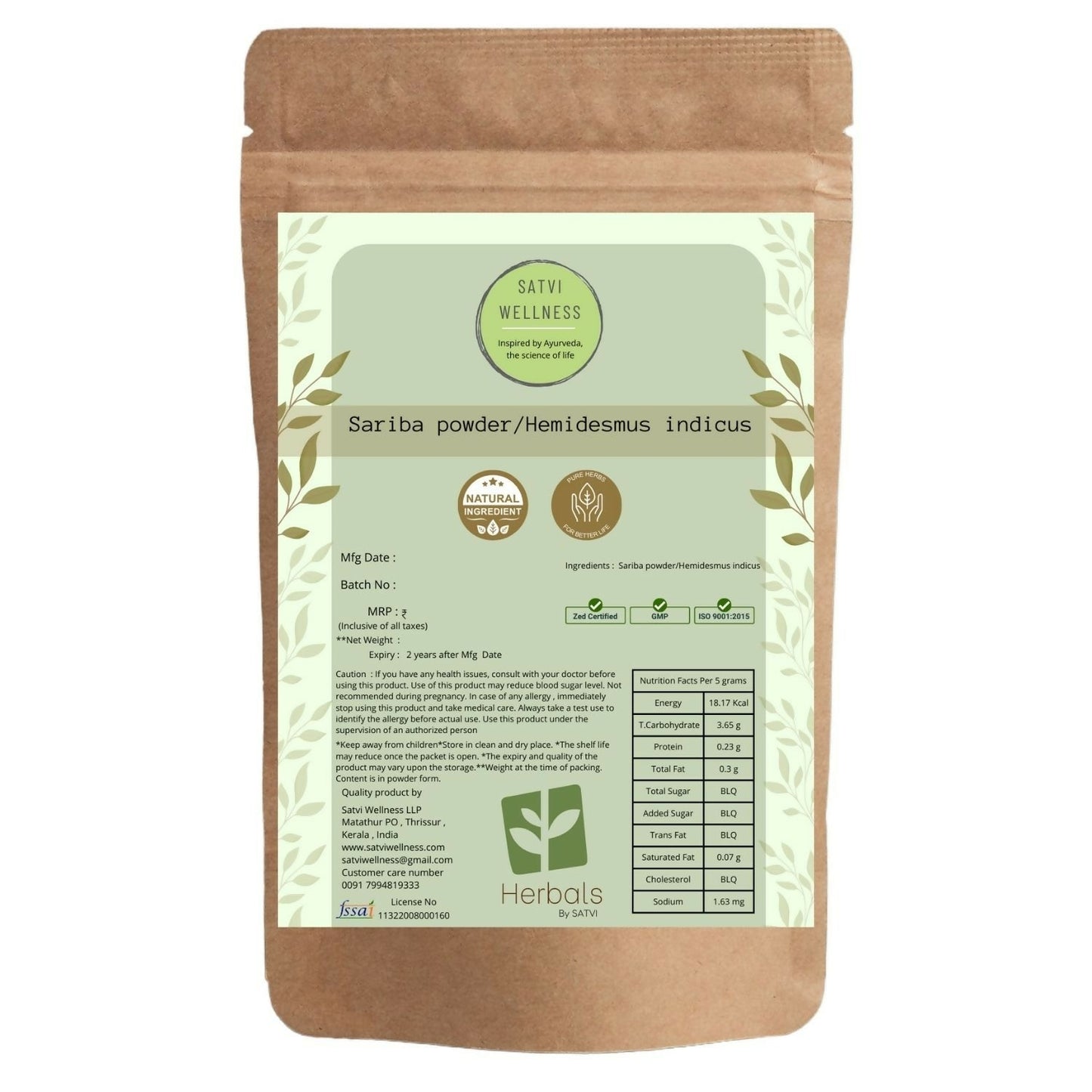 Satvi Wellness Sariba Powder | Hemidesmus Indicus - BUDEN