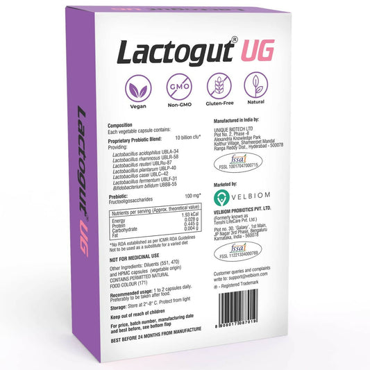 Velbiom Lactogut UG Probiotics Capsules For Women's