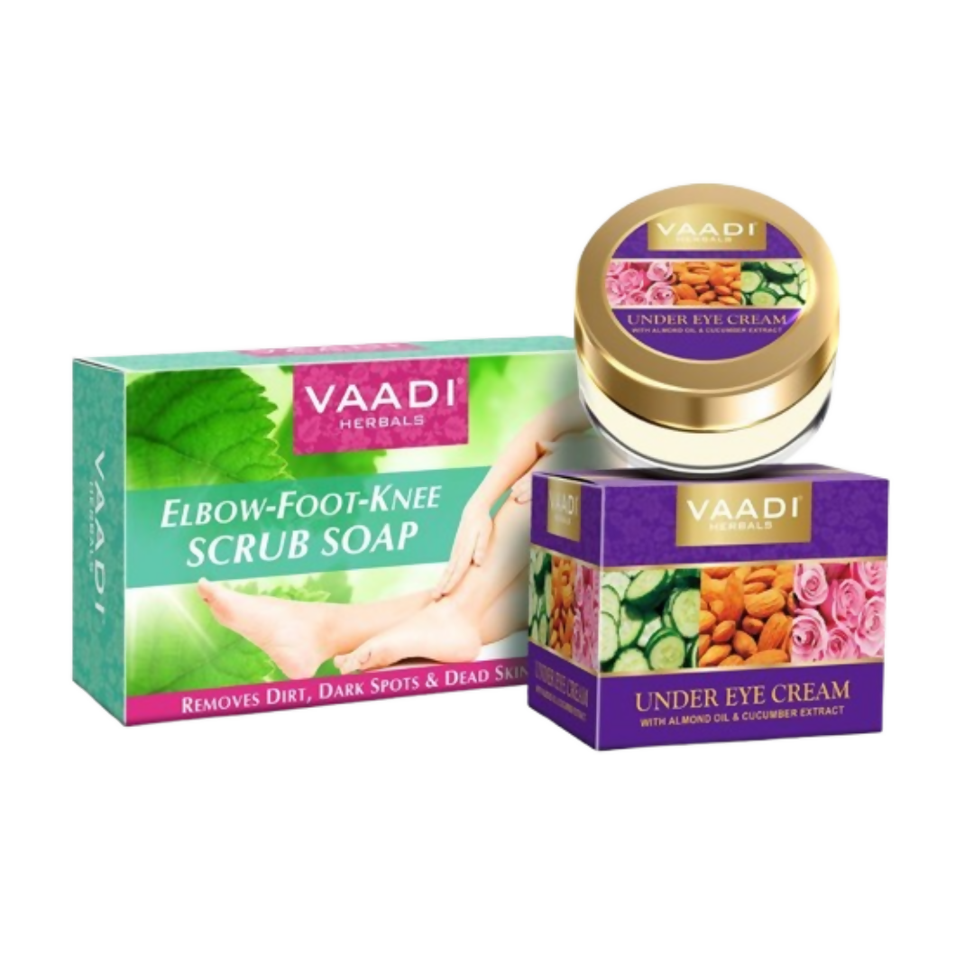 Vaadi Herbals Elbow Foot Knee Scrub Soap & Under Eye Cream Combo