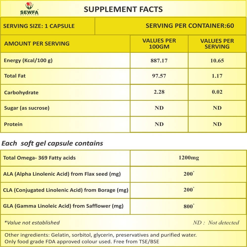 Sewfa Naturals Omega - 369 Capsules