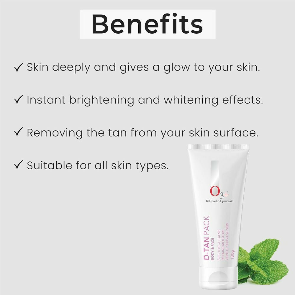 Professional O3+ D-Tan Pack For Instant Tan Removal