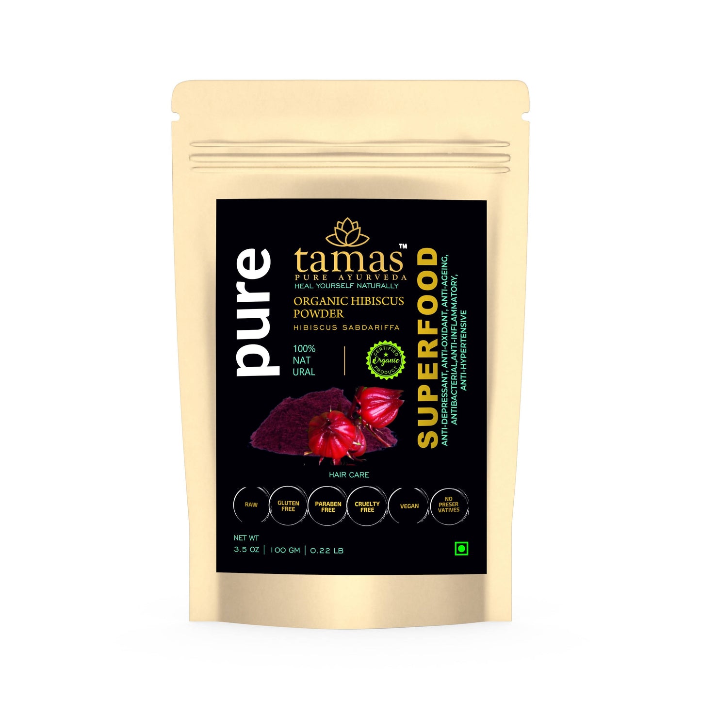 Tamas Pure Ayurveda Superfood Organic Hibiscus Powder