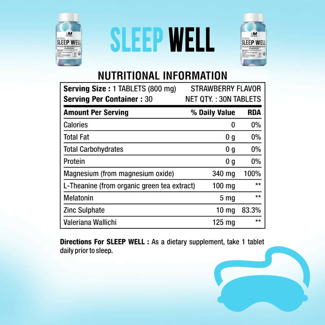 BM Wellness Natural Sleep Well Tablets (800mg)