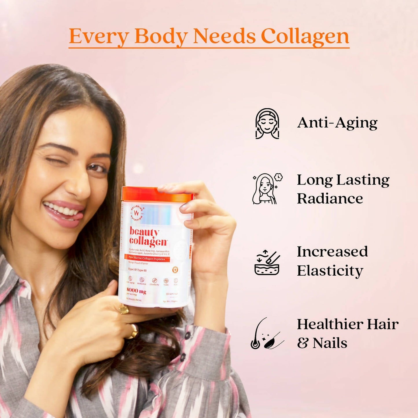 Wellbeing Nutrition Beauty Korean Marine Collagen Peptides-Mango Peach Flavor