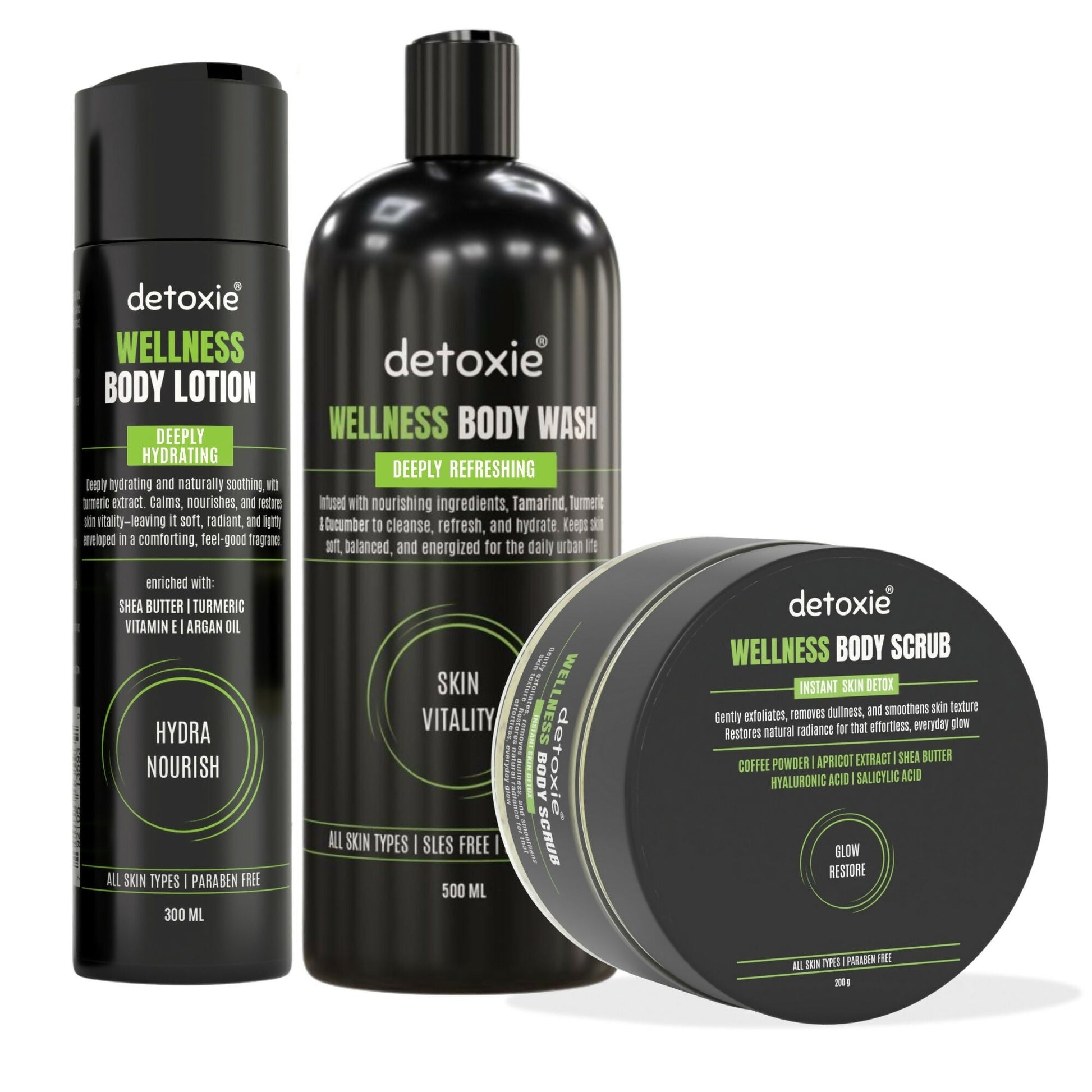 Detoxie Body Wash, Lotion & Scrub Combo - Wellness