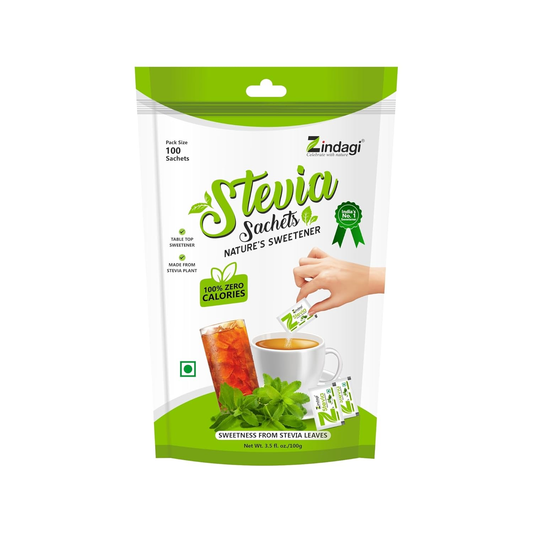 Zindagi Stevia Nature's Sweetener Sachets - 100GM