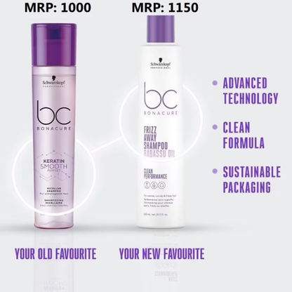 Schwarzkopf Professional Keratin BC Bonacure Smooth Perfect Rescue Micellar Shampoo & Peptide Repair Conditioner Combo