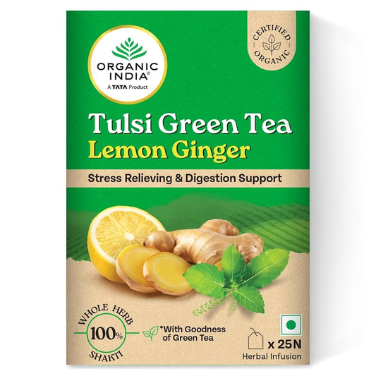 Organic India Tulsi Green Tea Lemon Ginger 25 Tea Bags - 250GM