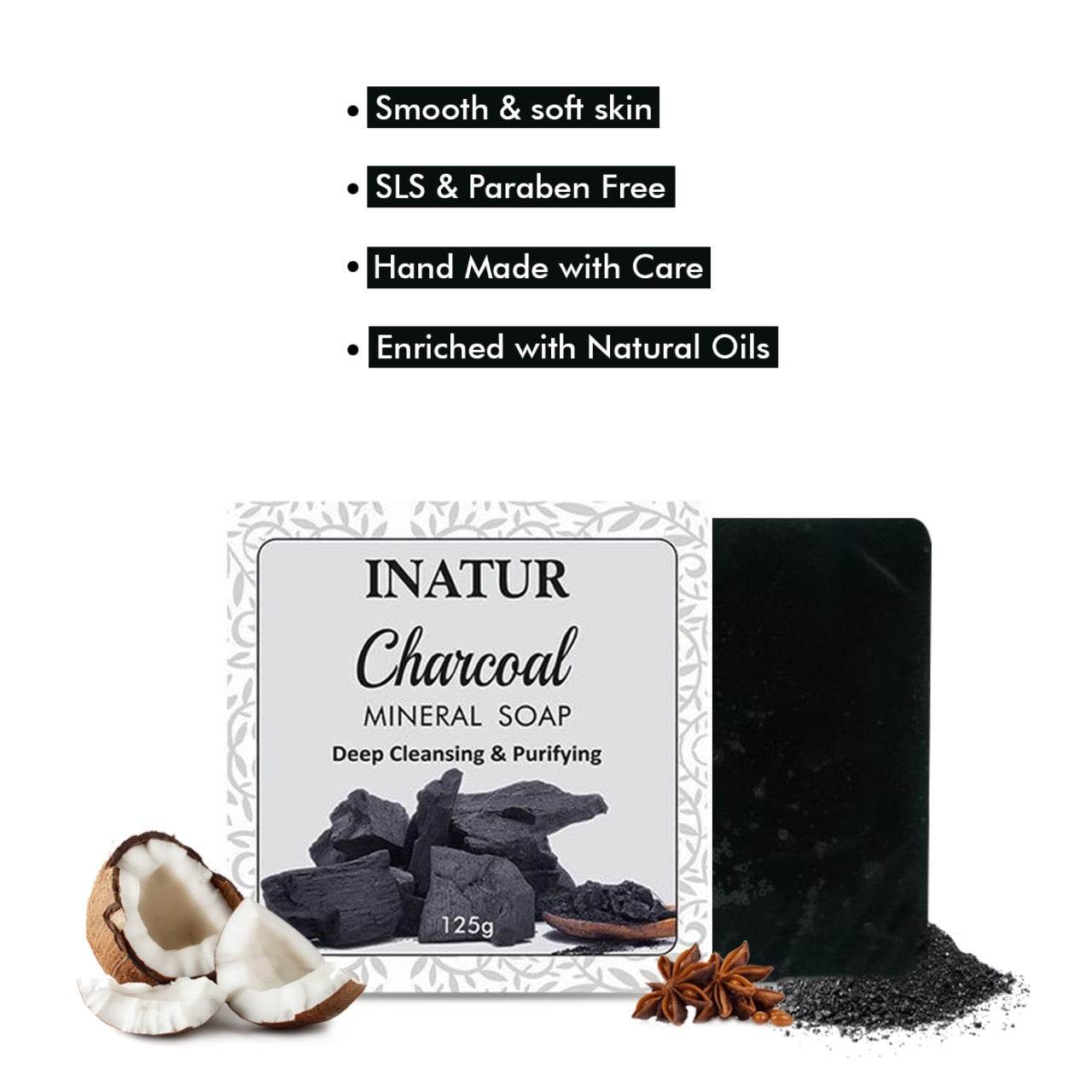 Inatur Charcoal Mineral Soap Deep Cleansing & Purifying