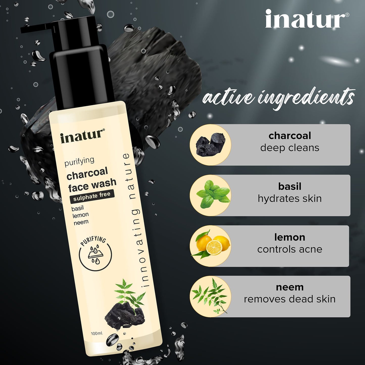 Inatur Charcoal Face Wash