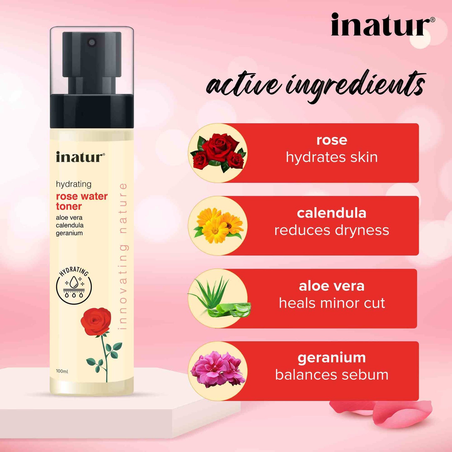 Inatur Rose Hydrosol Floral Water