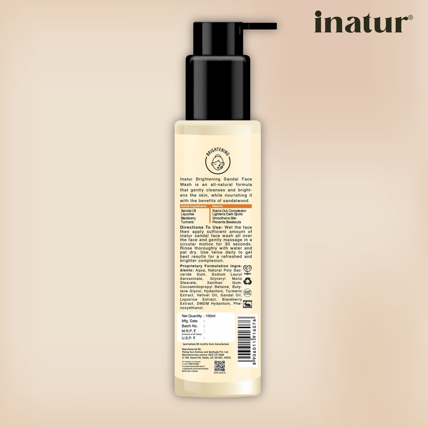 Inatur Sandal Fairness Face Wash