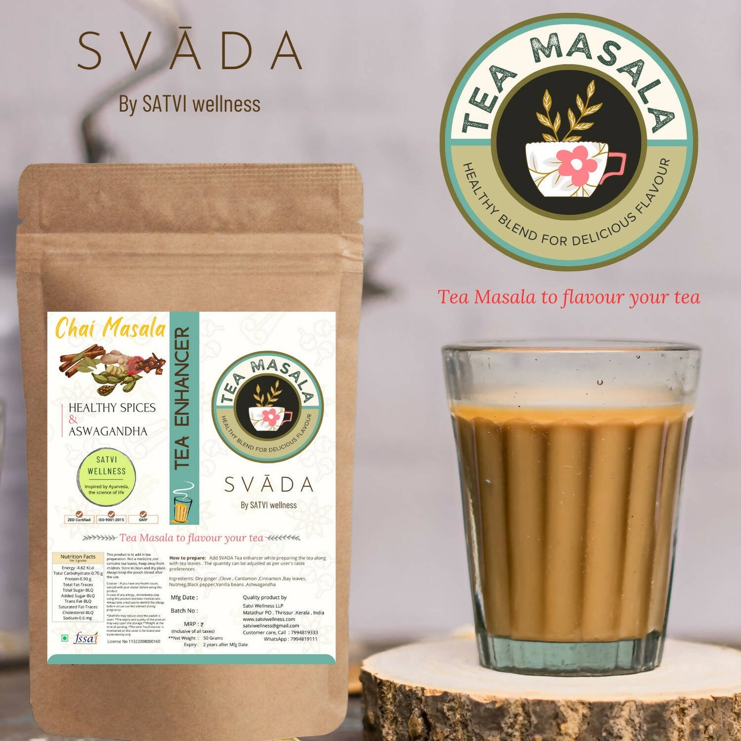 Satvi Wellness Tea Masala | Chai Masala | Satvi sv??da Tea Enhancer