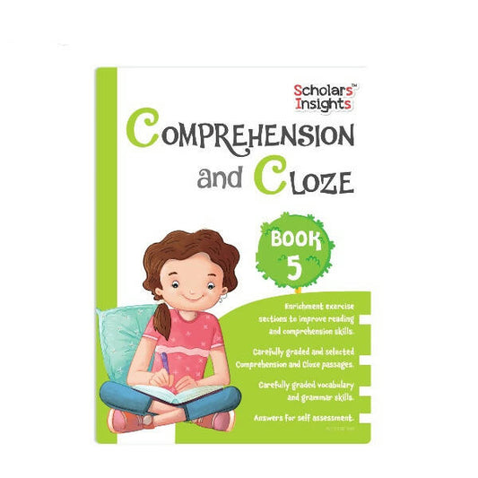 Scholars Insights Comprehension and Cloze Grade 5|English Vocabulary, Grammar Skill Book 5| Ages 10-11 Years -  buy in usa 