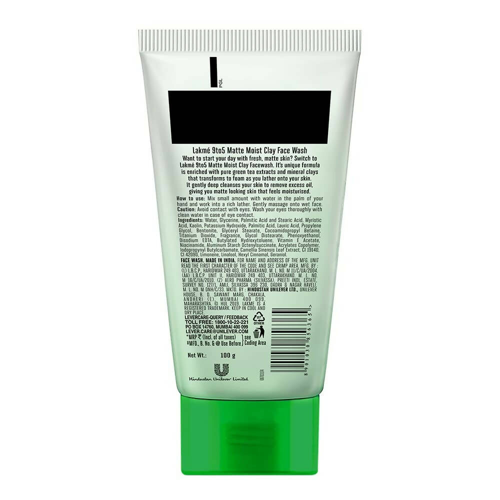 Lakme 9to5 Matte Moist Clay Facewash With Green Tea