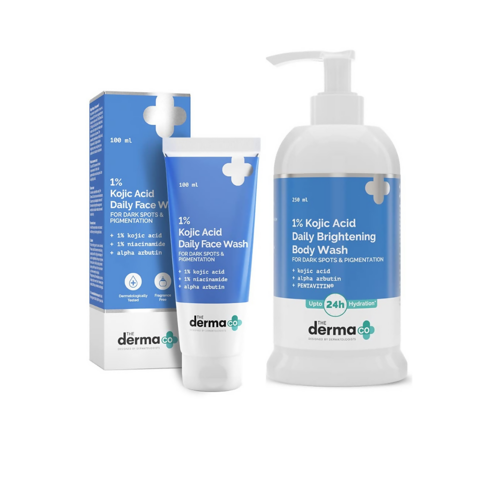 The Derma Co 1% Kojic Acid Face Wash & Daily Brightening Body Wash Combo - 350GM