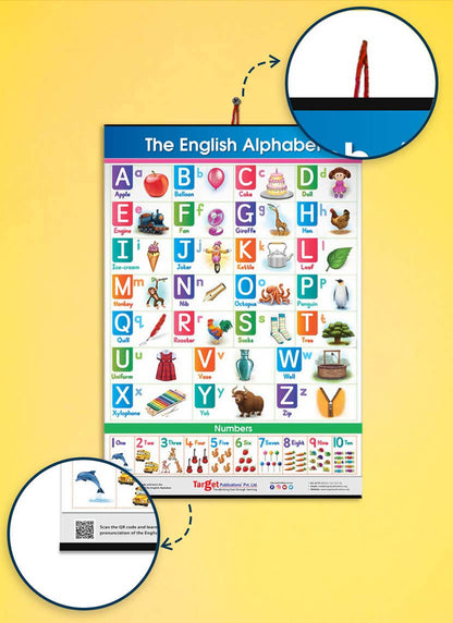 Jumbo English Alphabet and Numbers Hanging Chart for Kids