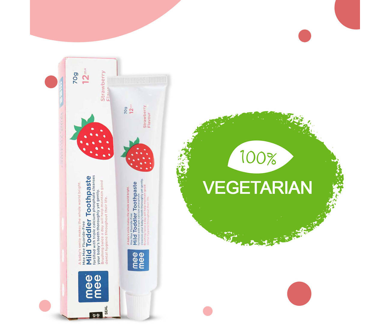 Mee Mee Fluoride-Free Mild Toddler Toothpaste - Strawberry Flavor