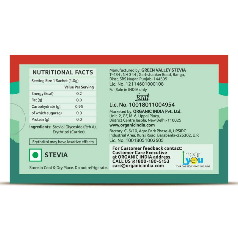 Organic India Natural Sweetener Stevia Sachets