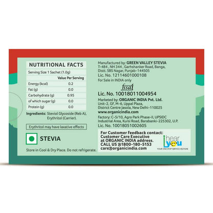 Organic India Natural Sweetener Stevia Sachets