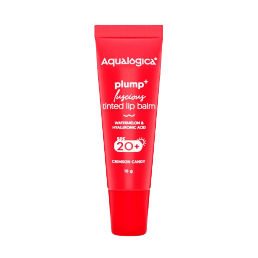 Aqualogica Crimson Candy Plump+ Luscious Tinted Lip Balm with Watermelon and Hyaluronic Acid - BUDNEN