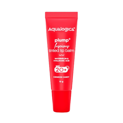 Aqualogica Crimson Candy Plump+ Luscious Tinted Lip Balm with Watermelon and Hyaluronic Acid - BUDNEN