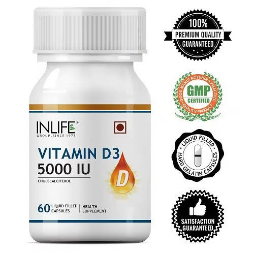 Inlife Vitamin D3 5000 IU Capsules With Gelatin