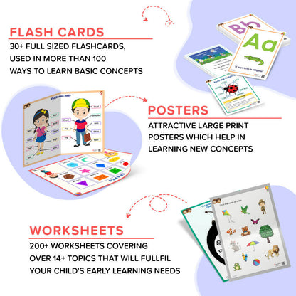 ClassMonitor KG1 Learning Educational Kit with Free App with 300+ Early Preschool Learning Activity Worksheets for kids of Age 3.5 - 4.5 Years