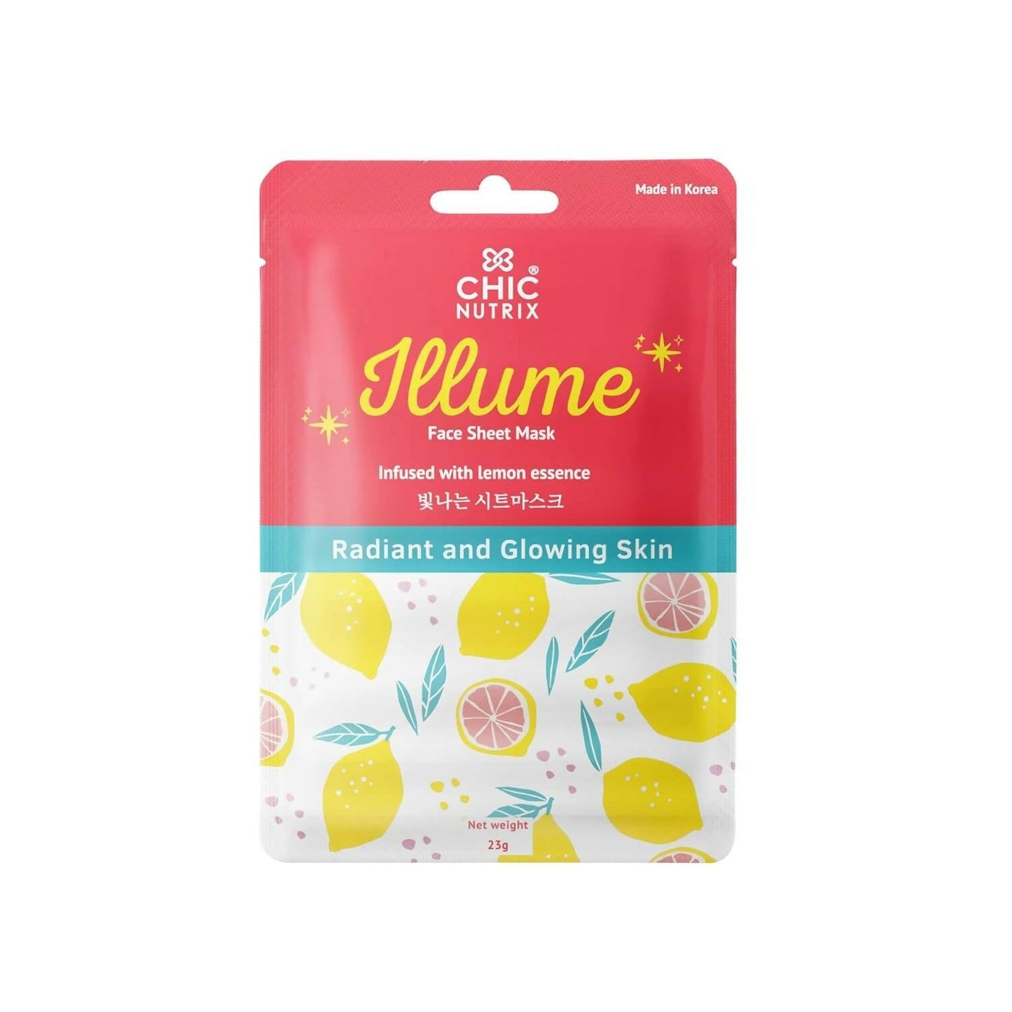 Chicnutrix Illume Face Sheet Mask Infused With Lemon Essence Rich In Vitamin C Radiant and Glowing Skin - BUDEN