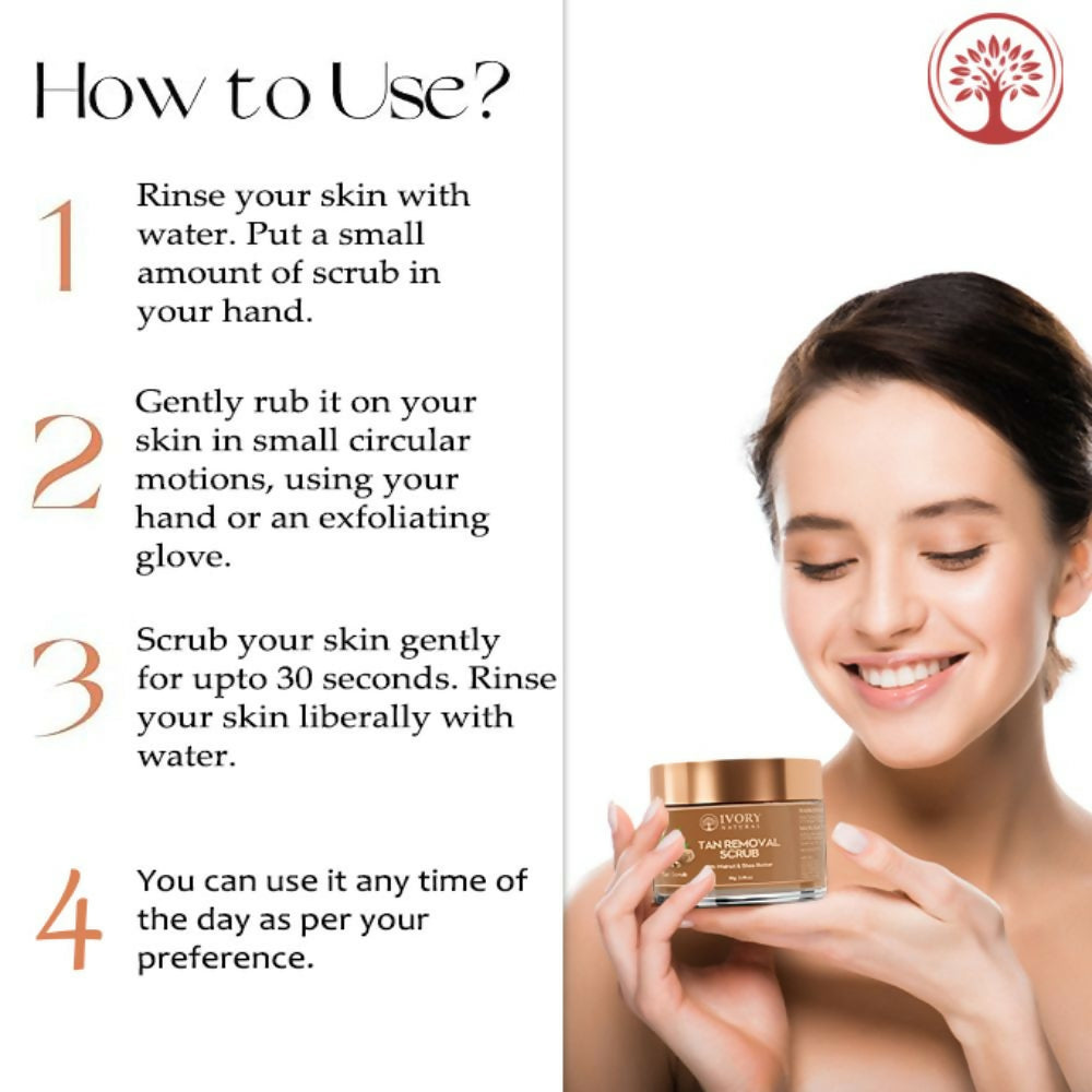 Ivory Natural Tan Scrub , Reduce Tan, Restores Radiant Skin Glow